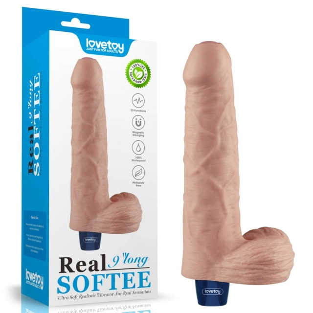 Dildo z Przyssawką Żelowy REAL Softee Rechargeable TPE Dildo(flesh) | 100% ORYGINAŁ| DYSKRETNA PRZESYŁKA
